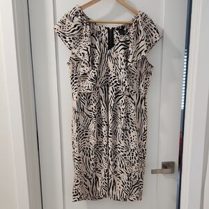 H&M Black and White Sheath Dress with Flutter Cap Sleeves